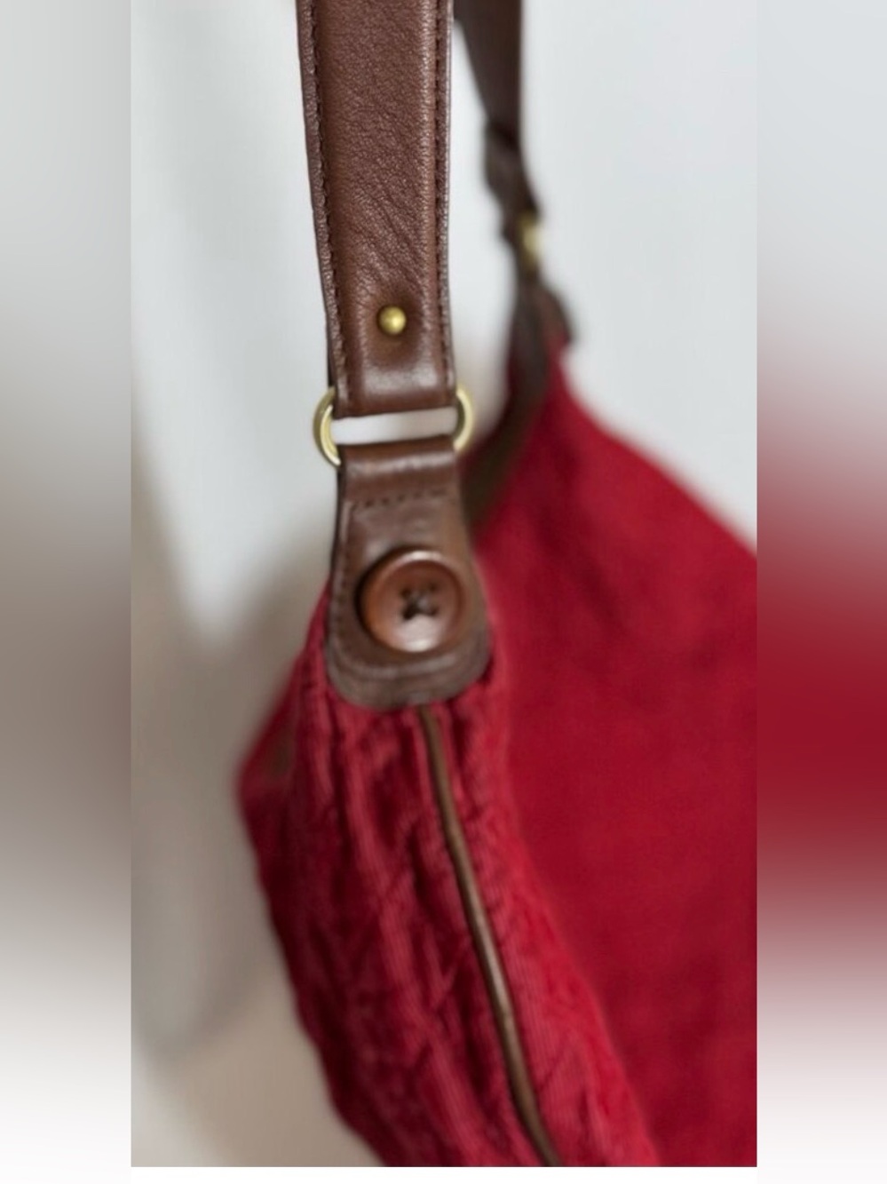 Vera Bradley Retired Quilted Chili Red Shoulder HoboBag with BrownStrap&Tassels - Picture 7 of 12
